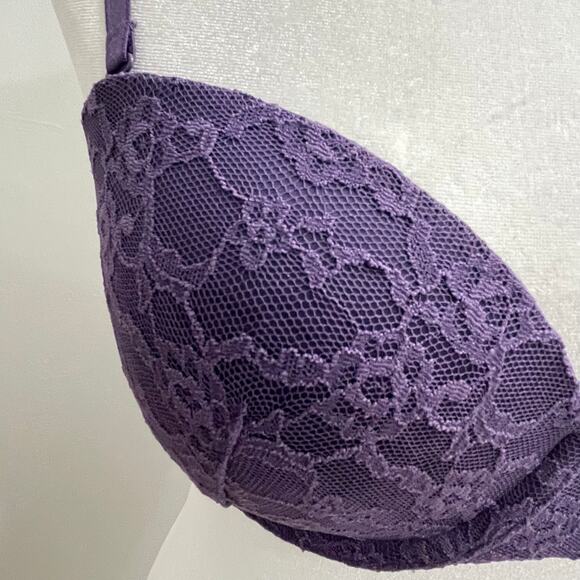 Victoria's Secret Multi Way Push Up Bra Size 34 C Purple Floral Lace - Picture 5 of 6